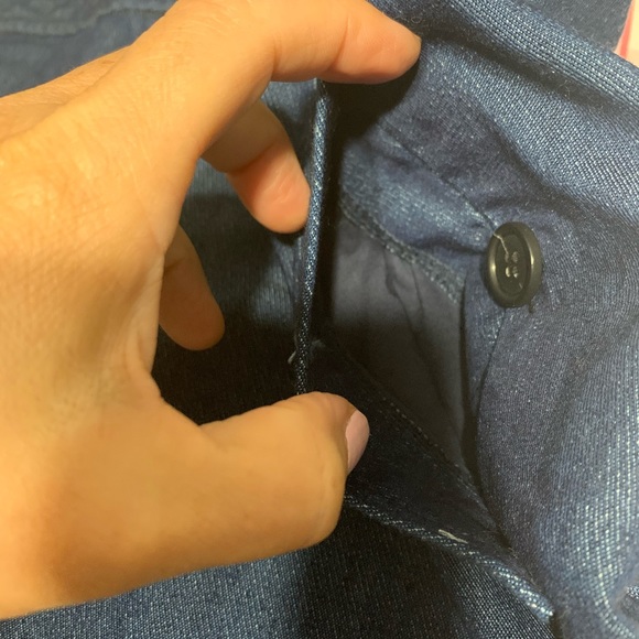 Ann Taylor LOFT Jersey Knit Denim Mini Skirt Career Wear Side Pocket Front Pleat - Picture 5 of 7